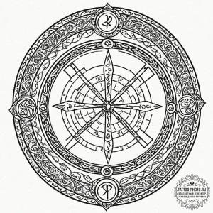 135. tattoo sketch: «klad» rune surrounded by… — эскиз тату (№1751056518_0, 27.06.2025 20:35) — tattoo-photo.ru