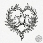 Tattoo sketch a pair of doves with intertwine… — эскиз тату (№1751057267_0, 27.06.2025 20:47) — tattoo-photo.ru