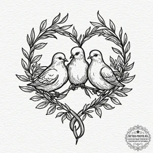 Tattoo sketch a pair of doves with intertwine... - эскиз тату (№1751057267_0, 27.06.2025 20:47) — tattoo-photo.ru