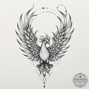 Tattoo sketch a phoenix rising from ashes, re... - эскиз тату (№1751058039_0, 27.06.2025 21:00) — tattoo-photo.ru