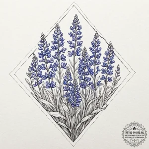 A field of bluebonnets in texas., tattoo draw... - эскиз тату (№1751058333_0, 27.06.2025 21:05) — tattoo-photo.ru