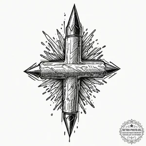 A fountain pen nib, artistic tattoo sketch, d... - эскиз тату (№1751058867_0, 27.06.2025 21:14) — tattoo-photo.ru