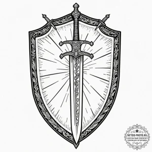 Shield and sword, artistic tattoo sketch, bol... - эскиз тату (№1751058978_0, 27.06.2025 21:16) — tattoo-photo.ru