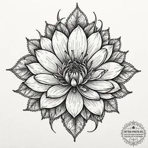 Tattoo sketch a flower with petals made of sh... - эскиз тату (№1751059972_0, 27.06.2025 21:32) — tattoo-photo.ru
