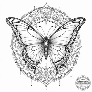 A detailed macro shot of a butterfly's wing.,... - эскиз тату (№1751060503_0, 27.06.2025 21:41) — tattoo-photo.ru