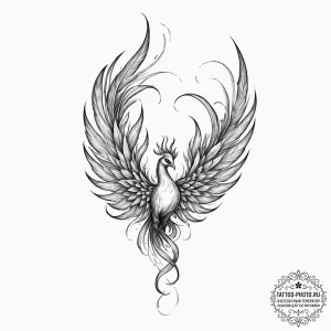Tattoo design a phoenix feather burning at bo... - эскиз тату (№1751061265_0, 27.06.2025 21:54) — tattoo-photo.ru
