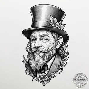 Leprechaun, tattoo line art, neo traditional... - эскиз тату (№1751061589_0, 27.06.2025 21:59) — tattoo-photo.ru