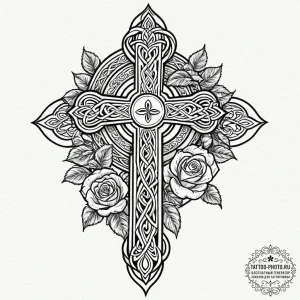 Tattoo design a 'celtic cross' with family na... - эскиз тату (№1751061810_0, 27.06.2025 22:03) — tattoo-photo.ru