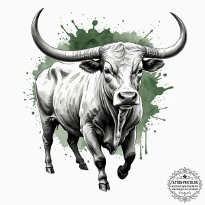 Tattoo design a serene taurus bull, with eart... - эскиз тату (№1751063677_0, 27.06.2025 22:34) — tattoo-photo.ru