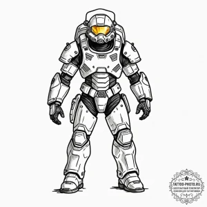 A watercolor sketch of a terran marine in ful... - эскиз тату (№1751063998_0, 27.06.2025 22:39) — tattoo-photo.ru