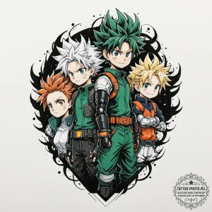 A watercolor sketch of the main characters fr... - эскиз тату (№1751066393_0, 27.06.2025 23:19) — tattoo-photo.ru