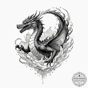 A graphic novel style tattoo of haku in his d... - эскиз тату (№1751066515_0, 27.06.2025 23:21) — tattoo-photo.ru