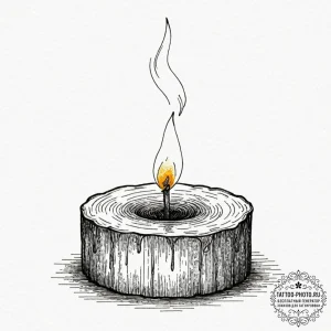 A close-up of a burning candle wick, the flam… — эскиз тату (№1751067442_0, 27.06.2025 23:37) — tattoo-photo.ru