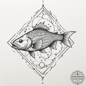 Carp, tattoo line art, vibrant colors, full c… — эскиз тату (№1751068309_0, 27.06.2025 23:51) — tattoo-photo.ru