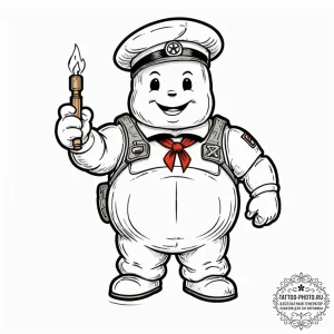 A neo-traditional tattoo of the stay puft mar… — эскиз тату (№1751068617_0, 27.06.2025 23:56) — tattoo-photo.ru
