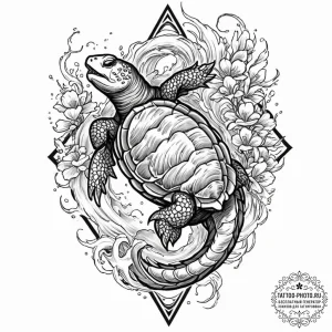 A neo-traditional tattoo of the turtle maturi… — эскиз тату (№1751069321_0, 28.06.2025 00:08) — tattoo-photo.ru