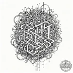 Tattoo sketch a glowing «cheat code» sequence… — эскиз тату (№1751070143_0, 28.06.2025 00:22) — tattoo-photo.ru