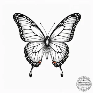 Tattoo design a minimalist butterfly with dot... - эскиз тату (№1751070458_0, 28.06.2025 00:27) — tattoo-photo.ru
