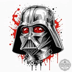 Trash polka tattoo sketch of darth vader's he... - эскиз тату (№1751072429_0, 28.06.2025 01:00) — tattoo-photo.ru
