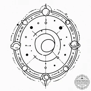 Tattoo design the zodiac symbol surrounded by... - эскиз тату (№1751072953_0, 28.06.2025 01:09) — tattoo-photo.ru