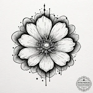 Tattoo design a silhouette of a flower, with... - эскиз тату (№1751073278_0, 28.06.2025 01:14) — tattoo-photo.ru