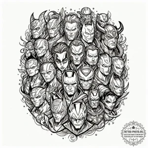 Other mcu heroes & villains, tattoo line art,... - эскиз тату (№1751073903_0, 28.06.2025 01:25) — tattoo-photo.ru