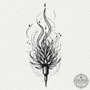 A close-up of a burning incense stick, with s... - эскиз тату (№1751075550_0, 28.06.2025 01:52) — tattoo-photo.ru