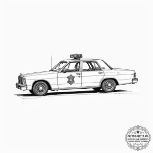 A tattoo of the "spinner" police car, detaile... - эскиз тату (№1751076442_0, 28.06.2025 02:07) — tattoo-photo.ru