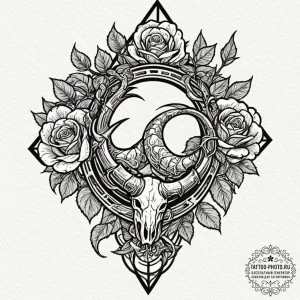 Tattoo design capricorn's glyph, sturdy and s... - эскиз тату (№1751076998_0, 28.06.2025 02:16) — tattoo-photo.ru