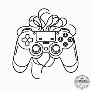Tattoo design a game controller integrated wi... - эскиз тату (№1751078113_0, 28.06.2025 02:35) — tattoo-photo.ru