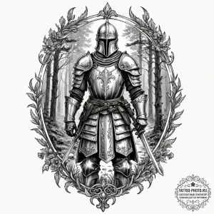 A tattoo sketch of a vityaz (slavic knight) i... - эскиз тату (№1751079298_0, 28.06.2025 02:54) — tattoo-photo.ru