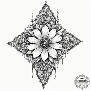 Tattoo design a flower whose dew drops are ti... - эскиз тату (№1751079881_0, 28.06.2025 03:04) — tattoo-photo.ru