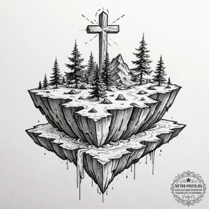Tattoo design a floating island from a fantas... - эскиз тату (№1751080002_0, 28.06.2025 03:06) — tattoo-photo.ru
