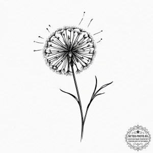 Tattoo design a tiny, ethereal dandelion seed... - эскиз тату (№1751080672_0, 28.06.2025 03:17) — tattoo-photo.ru