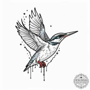 A kingfisher diving for a fish, tattoo drawin... - эскиз тату (№1751081096_0, 28.06.2025 03:24) — tattoo-photo.ru