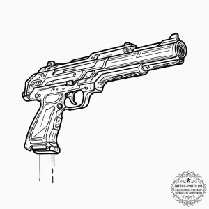Tattoo design a glowing plasma rifle with sle... - эскиз тату (№1751081550_0, 28.06.2025 03:32) — tattoo-photo.ru