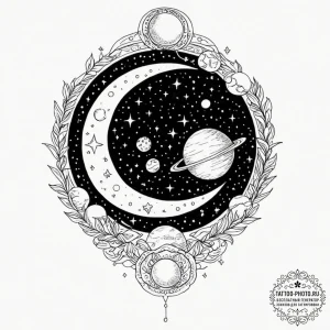 Tattoo design a realistic celestial body (pla... - эскиз тату (№1751082478_0, 28.06.2025 03:47) — tattoo-photo.ru