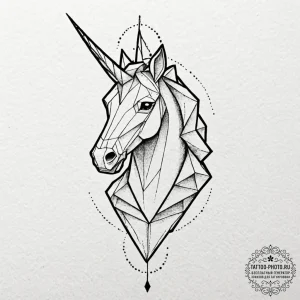 Linework tattoo design of the origami unicorn... - эскиз тату (№1751082897_0, 28.06.2025 03:54) — tattoo-photo.ru
