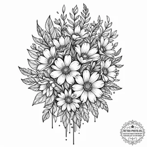 Tattoo sketch a bouquet of flowers, but some... - эскиз тату (№1751083777_0, 28.06.2025 04:09) — tattoo-photo.ru