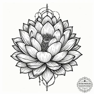 Tattoo sketch a lotus flower with roots made... - эскиз тату (№1751083876_0, 28.06.2025 04:11) — tattoo-photo.ru