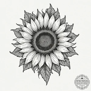 Tattoo design a minimalist sunflower, its see... - эскиз тату (№1751084166_0, 28.06.2025 04:16) — tattoo-photo.ru