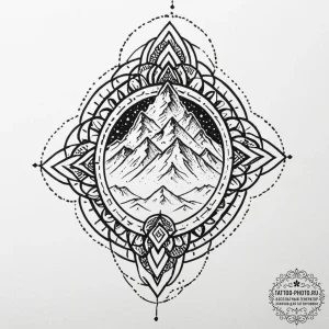 Tattoo sketch a pixelated mountain range with... - эскиз тату (№1751084940_0, 28.06.2025 04:29) — tattoo-photo.ru