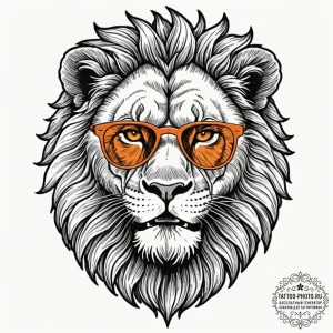 Tattoo sketch a leo lion wearing sunglasses,... - эскиз тату (№1751085367_0, 28.06.2025 04:36) — tattoo-photo.ru