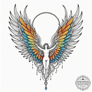 Hermes' wings, tattoo line art, dotwork shadi... - эскиз тату (№1751086218_0, 28.06.2025 04:50) — tattoo-photo.ru