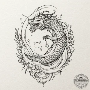 Tattoo sketch aquarius's water-bearer with a... - эскиз тату (№1751086636_0, 28.06.2025 04:57) — tattoo-photo.ru