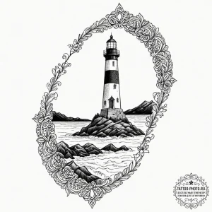 Tattoo sketch a single, solitary lighthouse o... - эскиз тату (№1751087913_0, 28.06.2025 05:18) — tattoo-photo.ru