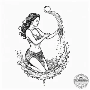 Tattoo sketch aquarius's water-bearer, a myth... - эскиз тату (№1751088205_0, 28.06.2025 05:23) — tattoo-photo.ru