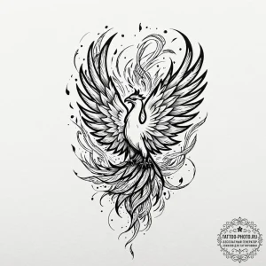 Tattoo sketch a phoenix, not in flames, but i... - эскиз тату (№1751088496_0, 28.06.2025 05:28) — tattoo-photo.ru