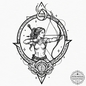 Tattoo sketch a sagittarius archer, with jupi... - эскиз тату (№1751088791_0, 28.06.2025 05:33) — tattoo-photo.ru