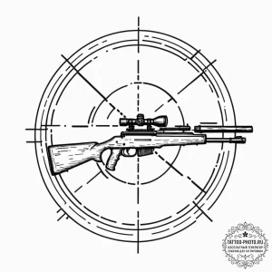 Tattoo sketch a futuristic sniper rifle scope... - эскиз тату (№1751089087_0, 28.06.2025 05:38) — tattoo-photo.ru